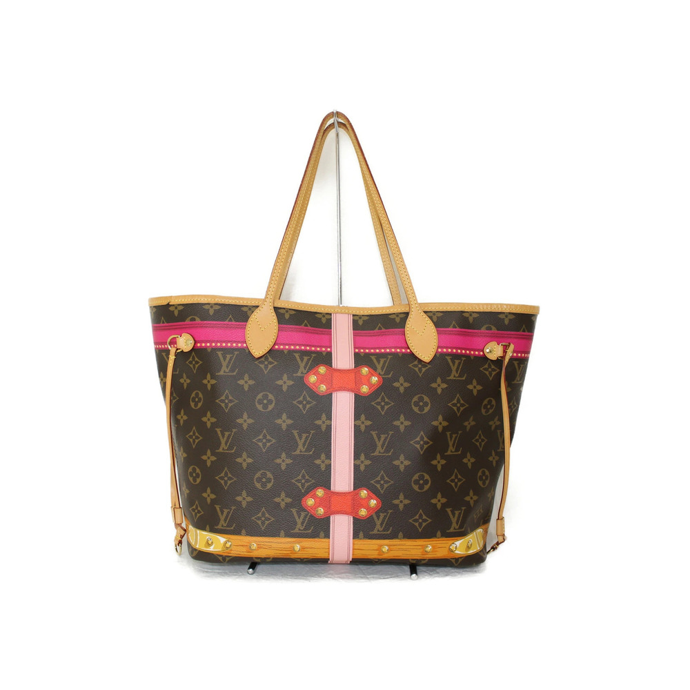Louis Vuitton Multicolor Beige Handbag Pink Brown Tote Bag Neverfull Monogram